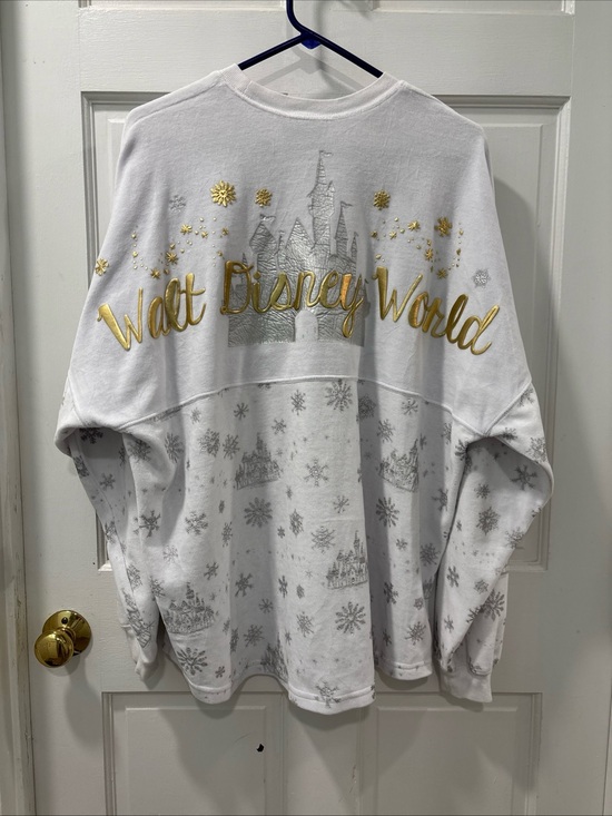 Disney Tops - Walt Disney World Spirit Jersey Size L Velour Christmas Gold Silver Castle NWOT